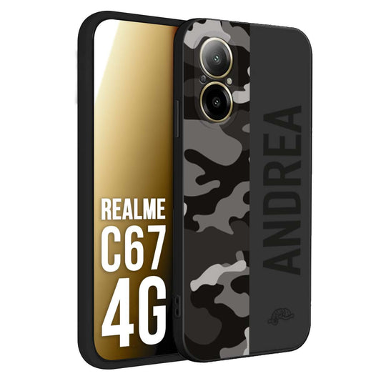 CUSTOMIZZA - Custodia cover nera morbida in tpu compatibile per Oppo C67 4G camouflage mimetico militare personalizzata nome