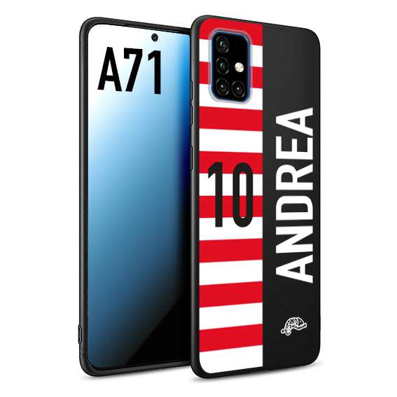 CUSTOMIZZA - Custodia cover nera morbida in tpu compatibile per Samsung A71 personalizzata calcio football nome e numero calciatori bianco rossa