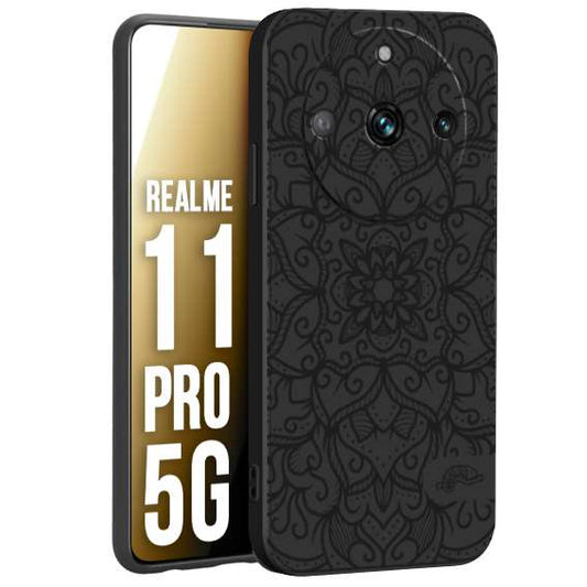 CUSTOMIZZA - Custodia cover nera morbida in tpu compatibile per Realme 11 PRO 5G mandala nero fiore vedo non vedo donna