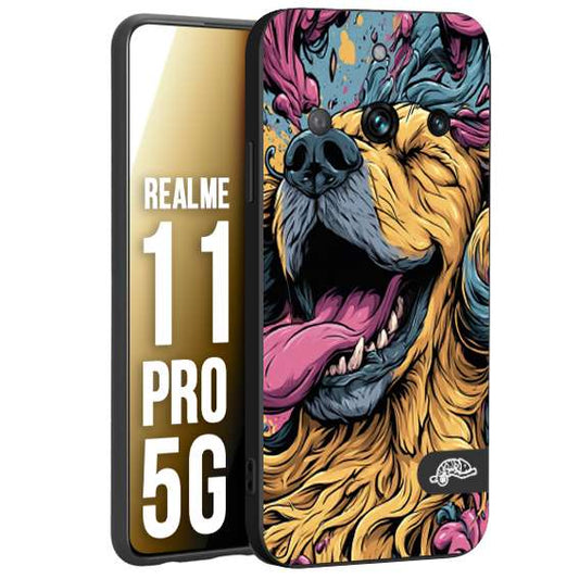 CUSTOMIZZA - Custodia cover nera morbida in tpu compatibile per Realme 11 PRO 5G Golden Retriever illustrazione cane pop art cane street art cartone animato