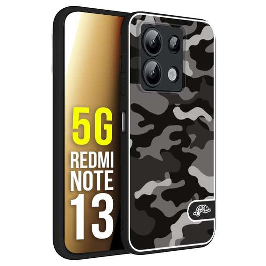 CUSTOMIZZA - Custodia cover nera morbida in tpu compatibile per Xiaomi Redmi Note 13 5G camouflage mimetico militare nero black grigio