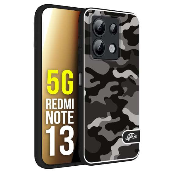 CUSTOMIZZA - Custodia cover nera morbida in tpu compatibile per Xiaomi Redmi Note 13 5G camouflage mimetico militare verde green