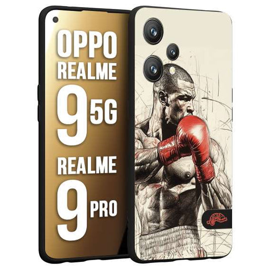 CUSTOMIZZA - Custodia cover nera morbida in tpu compatibile per Realme 9 5G - 9 PRO pugilato pugili disegno tattoo guantoni box sport ring