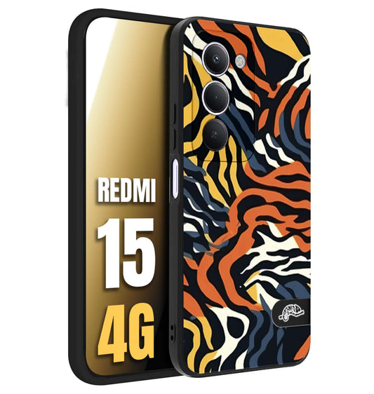 CUSTOMIZZA - Custodia cover nera morbida in tpu compatibile per Xiaomi Redmi 15 4G leopardato maculato tigrato tiger colorata gialla blu arancio