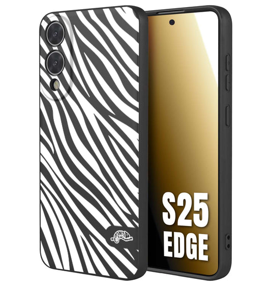CUSTOMIZZA - Custodia cover nera morbida in tpu compatibile per Samsung S25 EDGE zebrata maculata a rilievo soft touch donna bianca