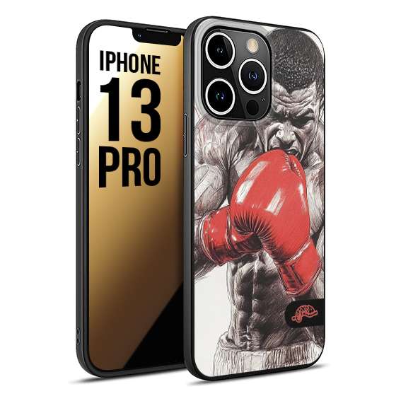 CUSTOMIZZA - Custodia cover nera morbida in tpu compatibile per iPhone 13 PRO pugilato pugili disegno tattoo guantoni box pesi massimi gancio