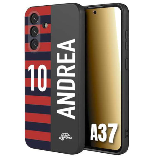 CUSTOMIZZA - Custodia cover nera morbida in tpu compatibile per Samsung A37 personalizzata calcio football nome e numero calciatori rossoblu