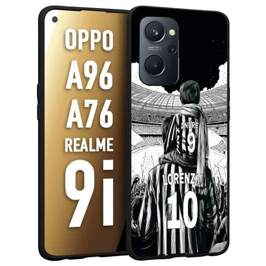 CUSTOMIZZA - Custodia cover nera morbida in tpu compatibile per Realme 9i - A96 - A76 personalizzata calcio football nome e numero calciatori bianconeri bianca e nera