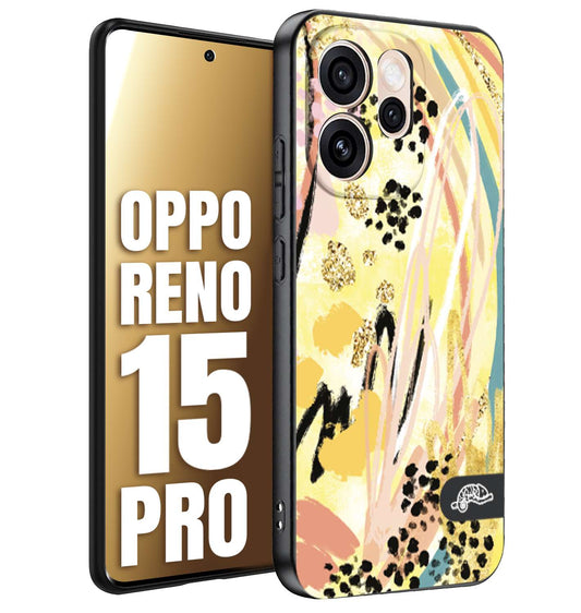 CUSTOMIZZA - Custodia cover nera morbida in tpu compatibile per Oppo Reno 15 PRO astratti donna flower fantasia estate gialla rosa leopardata