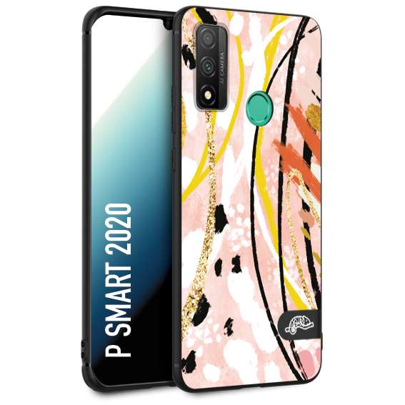 CUSTOMIZZA - Custodia cover nera morbida in tpu compatibile per Huawei P Smart 2020 fiori astratti donna zebrato leopardato fantasia dorata gialla rosa colorata