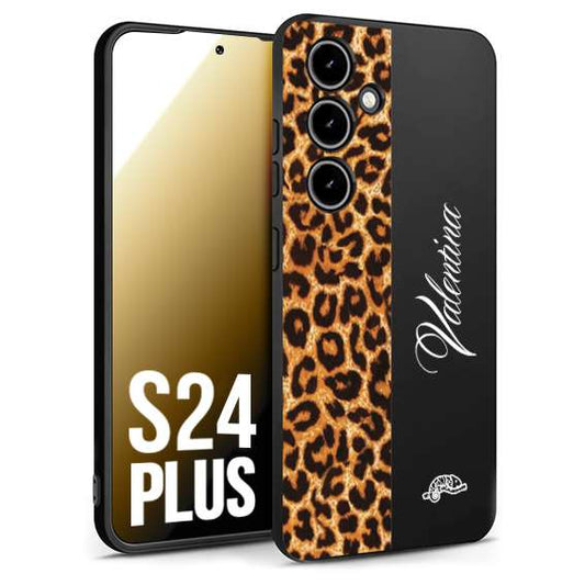 CUSTOMIZZA - Custodia cover nera morbida in tpu compatibile per Samsung S24 PLUS custom nome scritta leopardato maculato donna marrone leopard