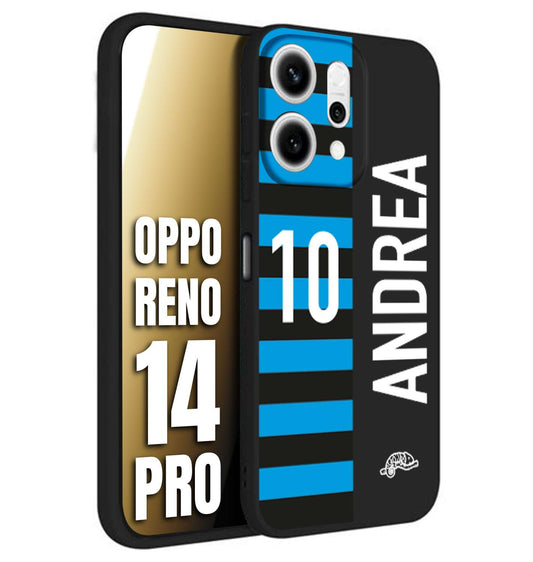CUSTOMIZZA - Custodia cover nera morbida in tpu compatibile per Oppo Reno 14 PRO personalizzata calcio football nome e numero calciatori nerazzurra