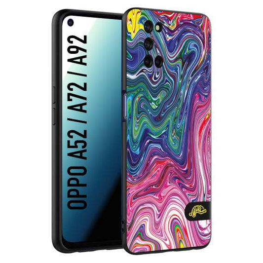 CUSTOMIZZA - Custodia cover nera morbida in tpu compatibile per Oppo A52 - A72 - A92 colorata fantasia vortice marmo arcobaleno rosa blu fucsia