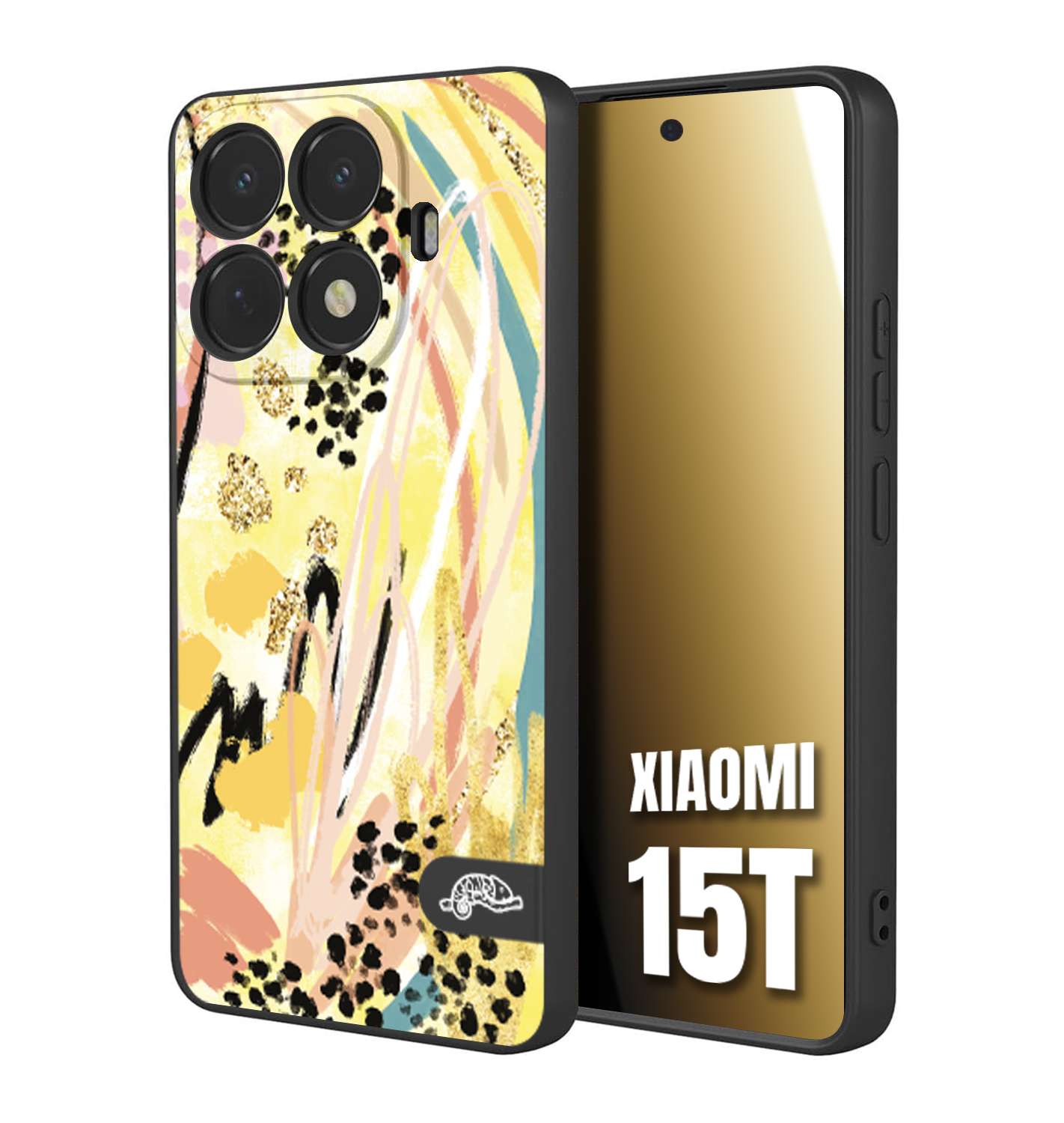 CUSTOMIZZA - Custodia cover nera morbida in tpu compatibile per Xiaomi 15T astratti donna flower fantasia estate gialla rosa leopardata
