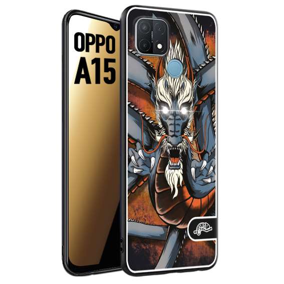 CUSTOMIZZA - Custodia cover nera morbida in tpu compatibile per Oppo A15 drago giapponese tattoo japan dragon