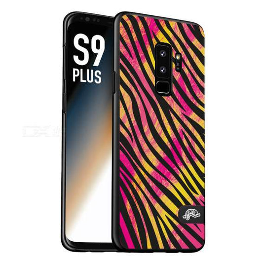 CUSTOMIZZA - Custodia cover nera morbida in tpu compatibile per Samsung S9 PLUS zebrata maculata a rilievo soft touch donna fucsia gialla