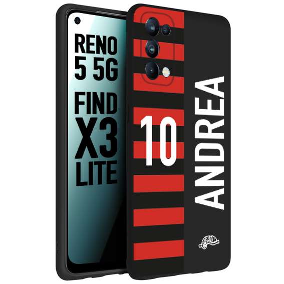CUSTOMIZZA - Custodia cover nera morbida in tpu compatibile per Oppo Reno 5 5G personalizzata calcio football nome e numero calciatori rossonera