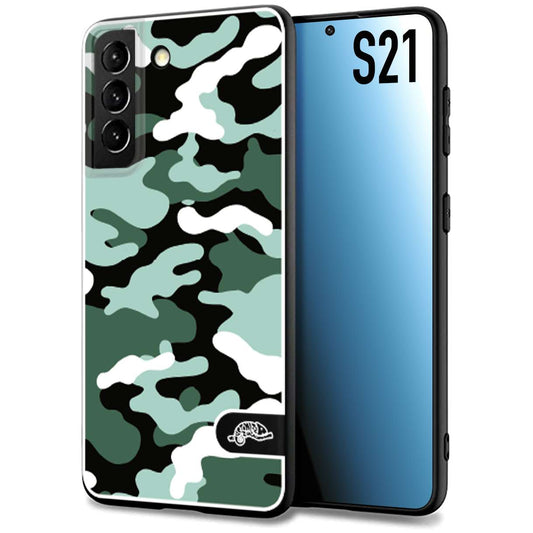 CUSTOMIZZA - Custodia cover nera morbida in tpu compatibile per Samsung S21 camouflage mimetico militare verde green