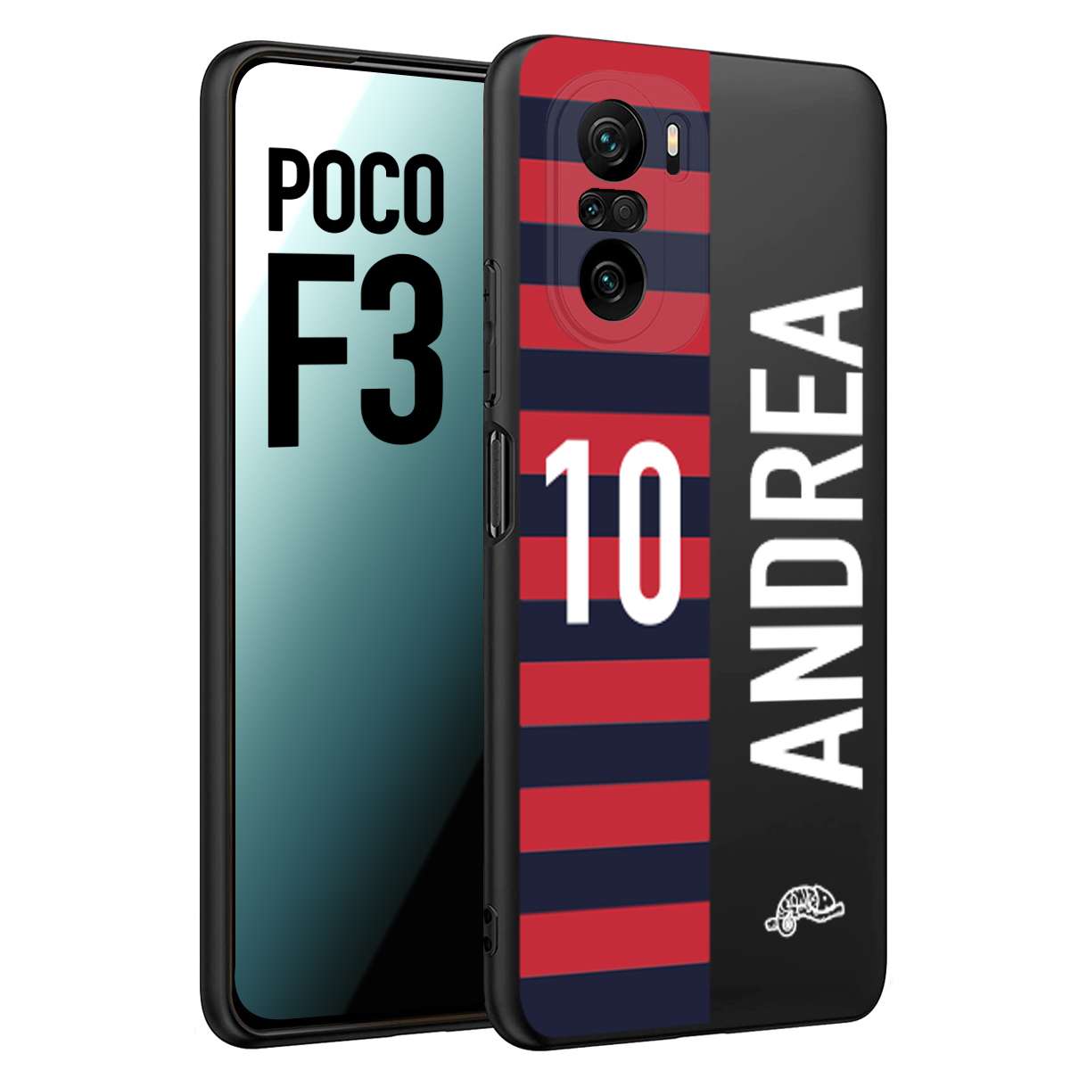 CUSTOMIZZA - Custodia cover nera morbida in tpu compatibile per Xiaomi Poco F3 personalizzata calcio football nome e numero calciatori rossoblu