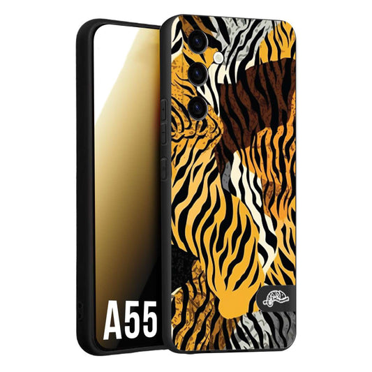 CUSTOMIZZA - Custodia cover nera morbida in tpu compatibile per Samsung A55 5G leopardato tigrato tiger colorata donna fashion estate