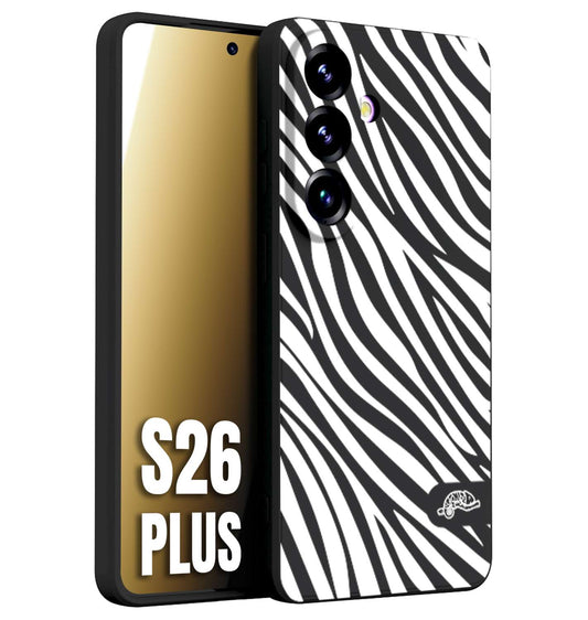 CUSTOMIZZA - Custodia cover nera morbida in tpu compatibile per Samsung S26 PLUS zebrata maculata a rilievo soft touch donna bianca