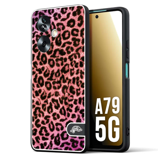 CUSTOMIZZA - Custodia cover nera morbida in tpu compatibile per Oppo A79 5G leopardato maculato donna rosa leopard
