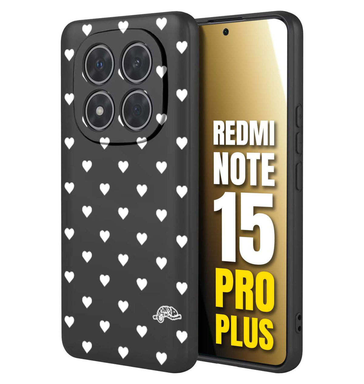 CUSTOMIZZA - Custodia cover nera morbida in tpu compatibile per Xiaomi Redmi Note 15 PRO PLUS cuori pois bianchi donna pin up vintage