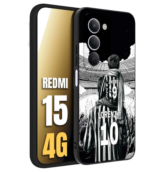 CUSTOMIZZA - Custodia cover nera morbida in tpu compatibile per Xiaomi Redmi 15 4G personalizzata calcio football nome e numero calciatori bianconeri bianca e nera