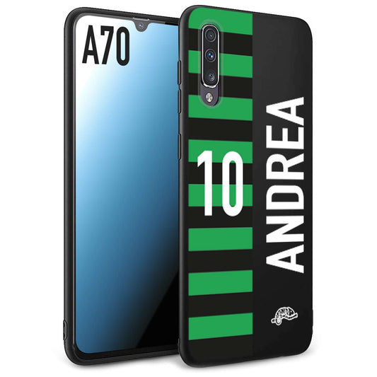 CUSTOMIZZA - Custodia cover nera morbida in tpu compatibile per Samsung A70 personalizzata calcio football nome e numero calciatori neroverde