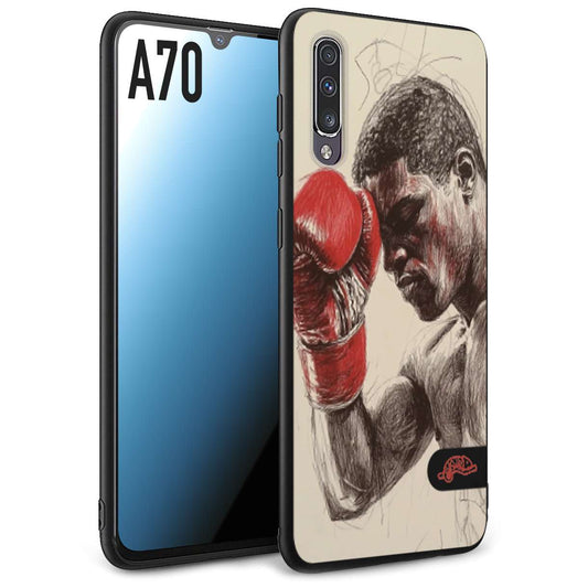 CUSTOMIZZA - Custodia cover nera morbida in tpu compatibile per Samsung A70 pugilato pugili disegno tattoo guantoni boxer pesi massimi