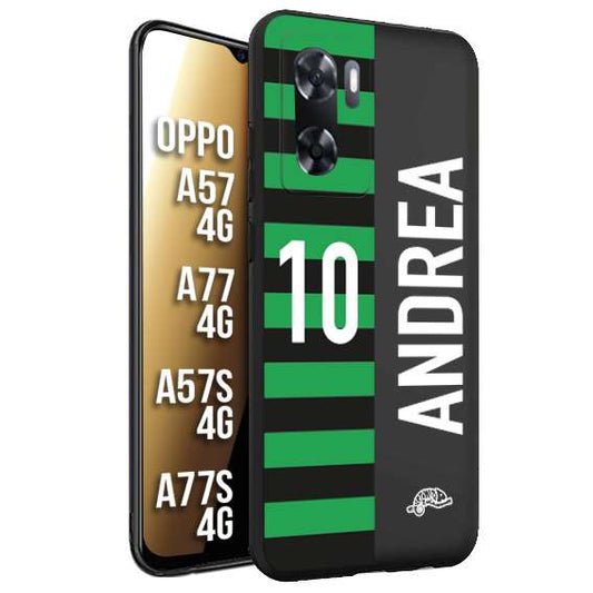 CUSTOMIZZA - Custodia cover nera morbida in tpu compatibile per Oppo A57 - A77 - A57S - A77S (4G) personalizzata calcio football nome e numero calciatori neroverde