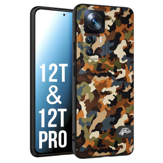 CUSTOMIZZA - Custodia cover nera morbida in tpu compatibile per Xiaomi 12T - 12T PRO camouflage mimetico militare moderno blu marrone beige