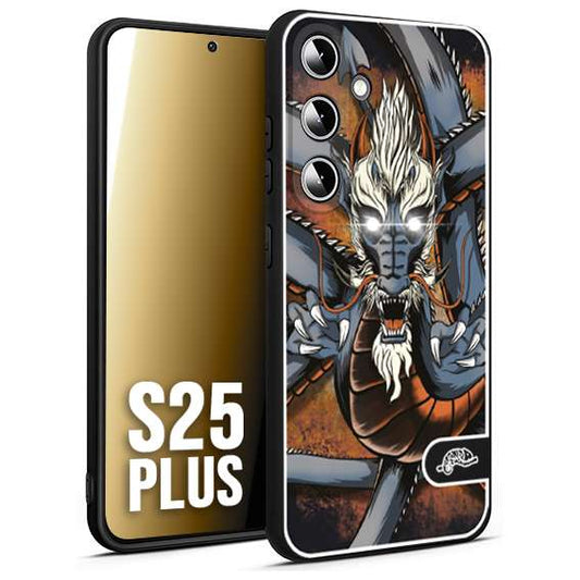 CUSTOMIZZA - Custodia cover nera morbida in tpu compatibile per Samsung S25 PLUS drago giapponese tattoo japan dragon
