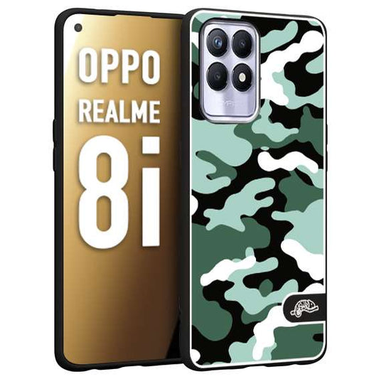 CUSTOMIZZA - Custodia cover nera morbida in tpu compatibile per Realme 8i camouflage mimetico militare verde green