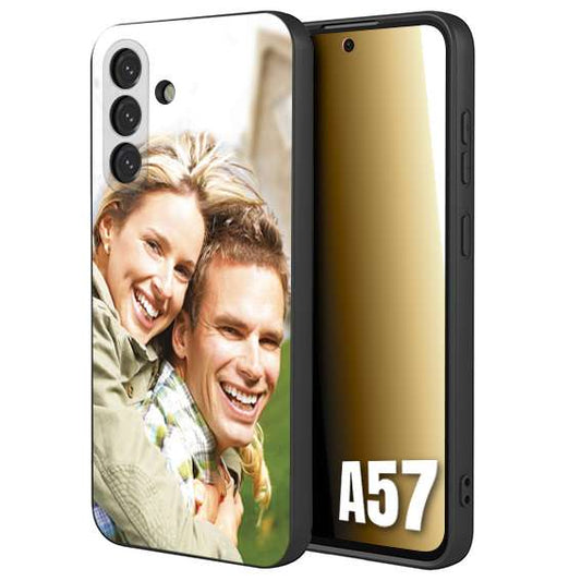 CUSTOMIZZA - Custodia cover nera morbida in tpu compatibile per Samsung A57 personalizzata con foto immagine scritta a piacere