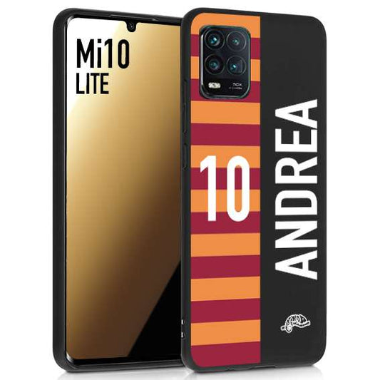 CUSTOMIZZA - Custodia cover nera morbida in tpu compatibile per Xiaomi Mi 10 LITE personalizzata calcio football nome e numero calciatori giallo rossi