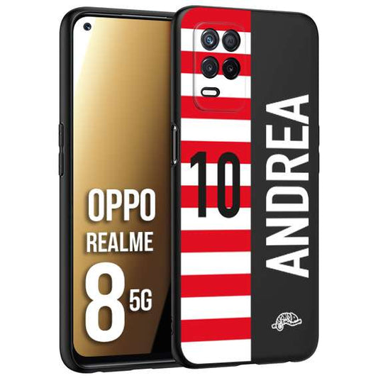 CUSTOMIZZA - Custodia cover nera morbida in tpu compatibile per Oppo Realme 8 5G personalizzata calcio football nome e numero calciatori bianco rossa