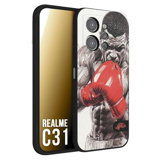 CUSTOMIZZA - Custodia cover nera morbida in tpu compatibile per Realme C31 pugilato pugili disegno tattoo guantoni box pesi massimi gancio