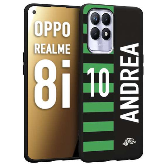 CUSTOMIZZA - Custodia cover nera morbida in tpu compatibile per Realme 8i personalizzata calcio football nome e numero calciatori neroverde