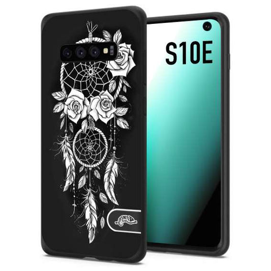 CUSTOMIZZA - Custodia cover nera morbida in tpu compatibile per Samsung S10E acchiappasogni dreamcatcher black and white bianco a rilievo disegnato tattoo tatuaggio