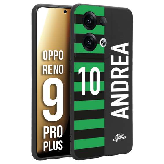 CUSTOMIZZA - Custodia cover nera morbida in tpu compatibile per Oppo Reno 9 PRO PLUS personalizzata calcio football nome e numero calciatori neroverde