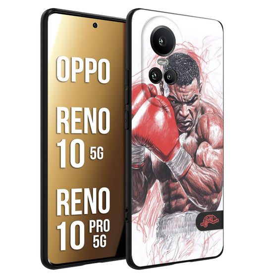 CUSTOMIZZA - Custodia cover nera morbida in tpu compatibile per Oppo Reno 10 5G - 10 PRO 5G pugilato pugili disegno tattoo guantoni boxer pesi massimi iron mike