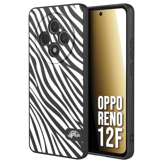 CUSTOMIZZA - Custodia cover nera morbida in tpu compatibile per Oppo Reno 12F zebrata maculata a rilievo soft touch donna bianca