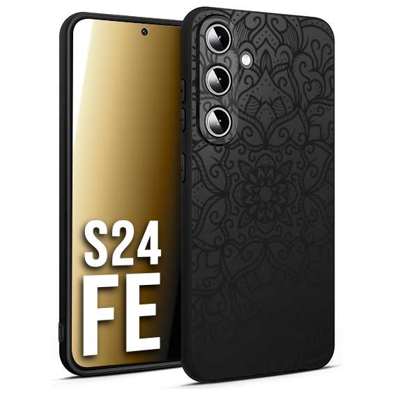 CUSTOMIZZA - Custodia cover nera morbida in tpu compatibile per Samsung S24 FE mandala nero fiore vedo non vedo donna