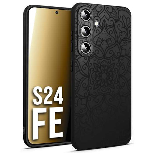 CUSTOMIZZA - Custodia cover nera morbida in tpu compatibile per Samsung S24 FE mandala nero fiore vedo non vedo donna