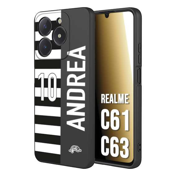 CUSTOMIZZA - Custodia cover nera morbida in tpu compatibile per Oppo C61 - C63 personalizzata calcio football nome e numero calciatori bianconera