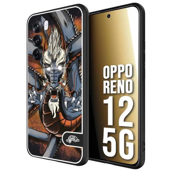 CUSTOMIZZA - Custodia cover nera morbida in tpu compatibile per Oppo Reno 12 5G drago giapponese tattoo japan dragon