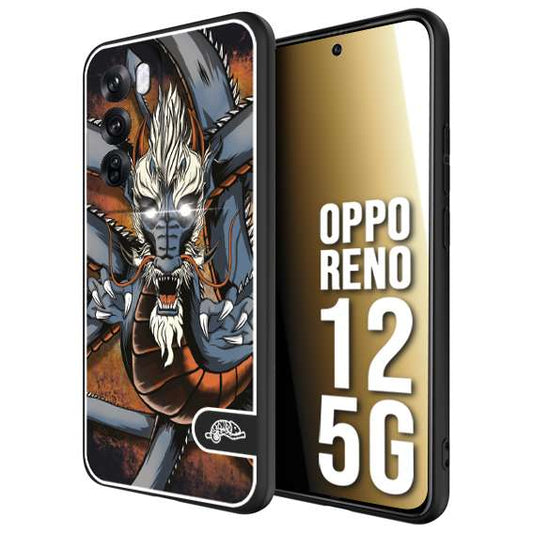 CUSTOMIZZA - Custodia cover nera morbida in tpu compatibile per Oppo Reno 12 5G drago giapponese tattoo japan dragon