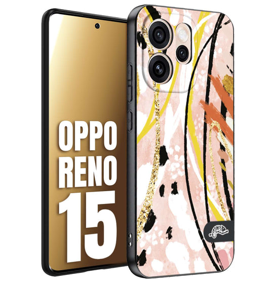 CUSTOMIZZA - Custodia cover nera morbida in tpu compatibile per Oppo Reno 15 fiori astratti donna zebrato leopardato fantasia dorata gialla rosa colorata