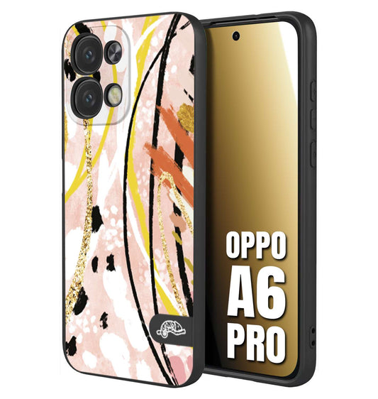 CUSTOMIZZA - Custodia cover nera morbida in tpu compatibile per Oppo A6 PRO fiori astratti donna zebrato leopardato fantasia dorata gialla rosa colorata